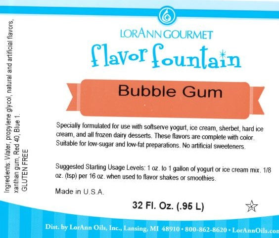Bubble Gum Flavor - 4 oz. - 32 oz. - Ice Cream and Beverage Flavors - LorAnn Oils - Canadian Distribution