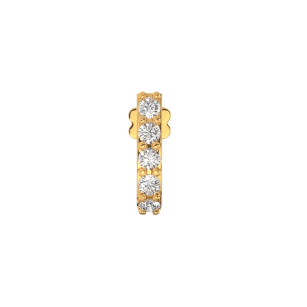 18K Solid Gold 5 Stone Diamonds Nose Pin for Women
