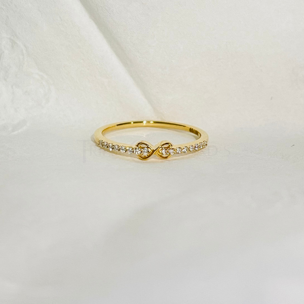 Infinity Style 14K Solid Gold Pave Diamond Fashion Ring Band