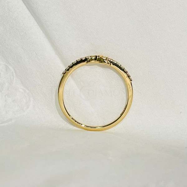 Infinity Style 14K Solid Gold Pave Diamond Fashion Ring Band