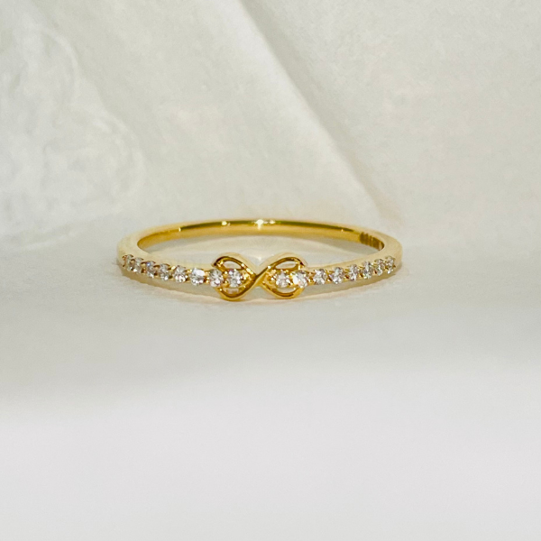 Infinity Style 14K Solid Gold Pave Diamond Fashion Ring Band