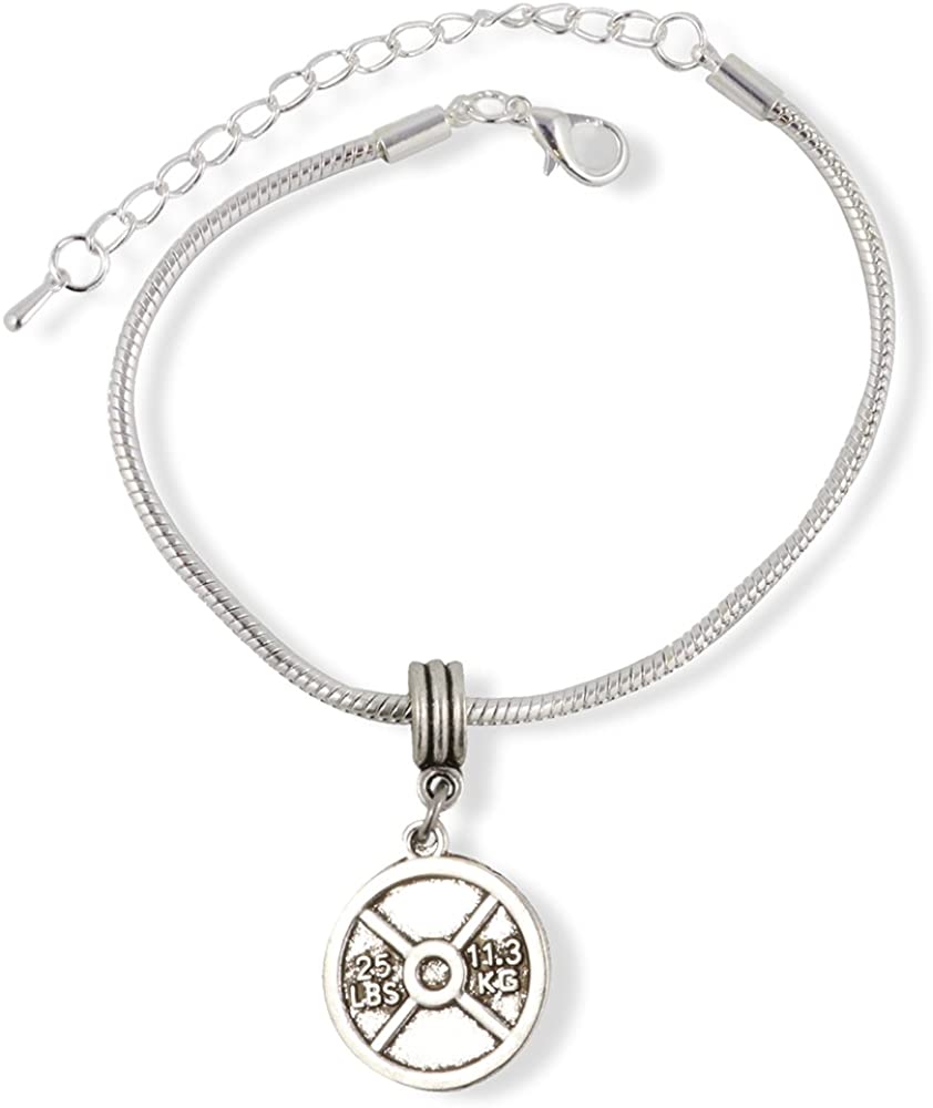 Emerald Park Jewelry Fitlife Bracelet Dumbell | Stainless Steel Snake Chain Charm Bracelet-0