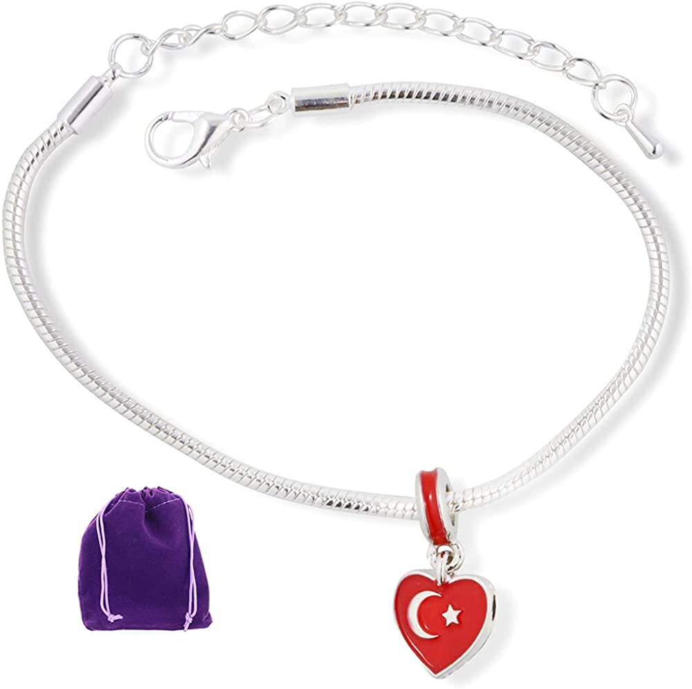 Turkish Flag Snake Chain Charm Bracelet-0