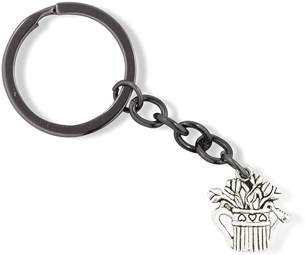 Emerald Park Jewelry Watering Can with Flowers in it Charm Keychain-0