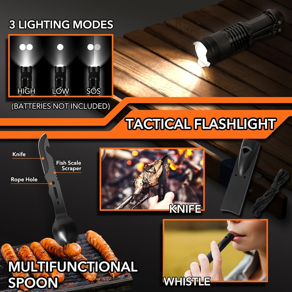 NNETM 14-in-1 Camping Survival Kit with Magnesium Rod