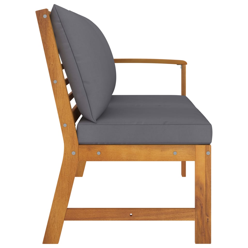 NNEVL Garden Bench 114.5 cm with Dark Grey Cushion Solid Acacia Wood