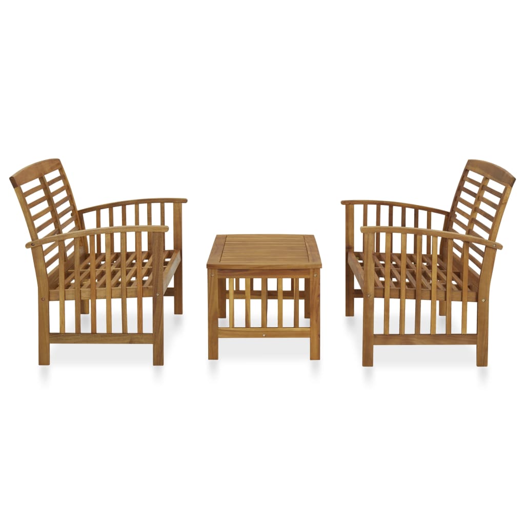 NNEVL 3 Piece Garden Lounge Set Solid Acacia Wood