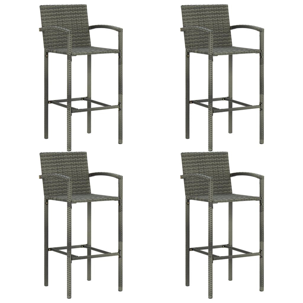 NNEVL 5 Piece Outdoor Bar Set with Armrest Poly Rattan Grey