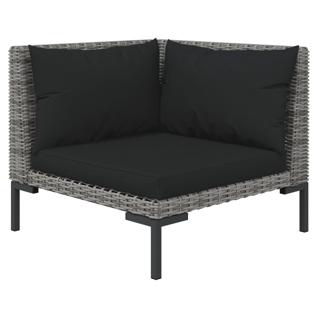 NNEVL 9 Piece Garden Lounge Set with Cushions Poly Rattan Dark Grey