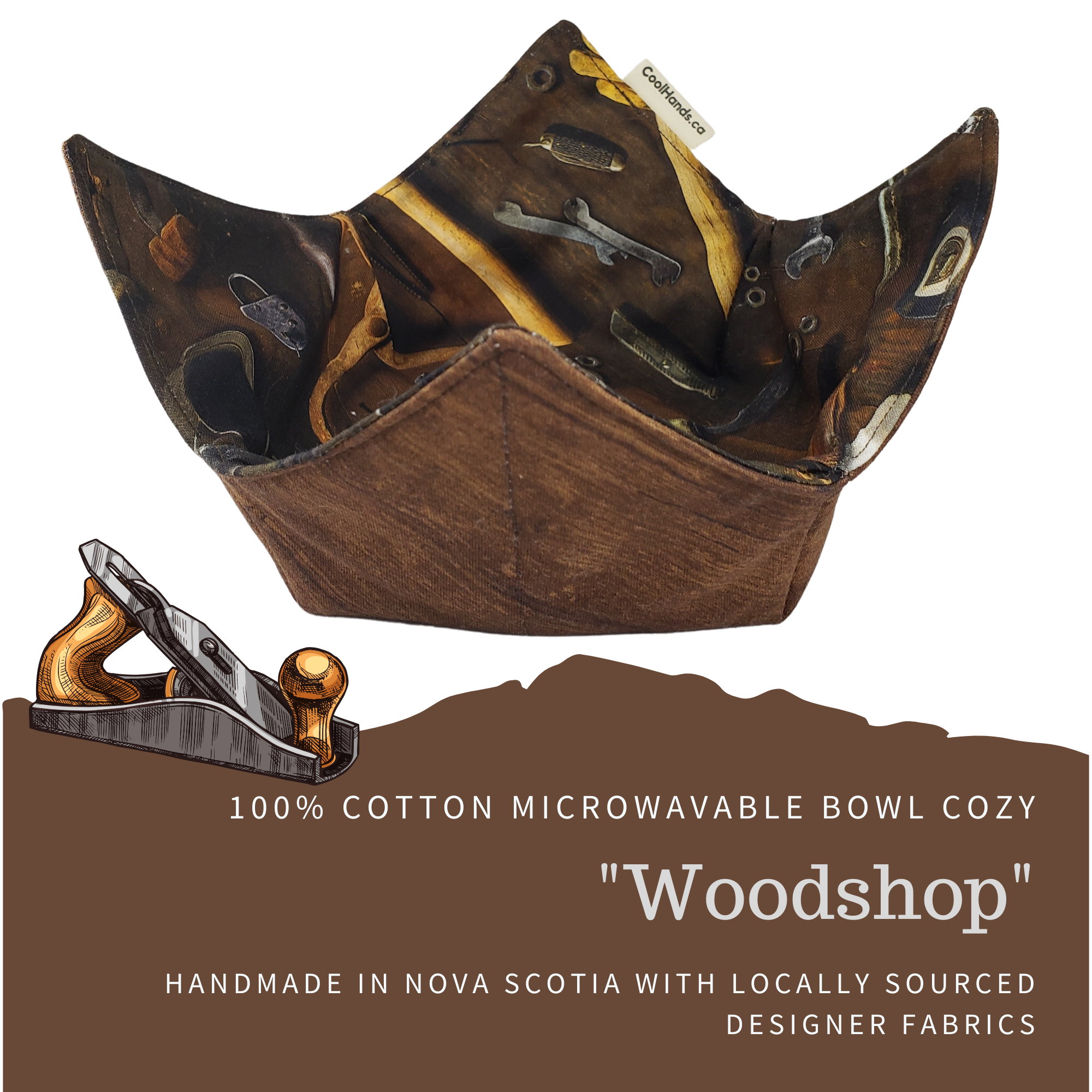 100% Cotton Microwavable Bowl Cozy - Woodshop
