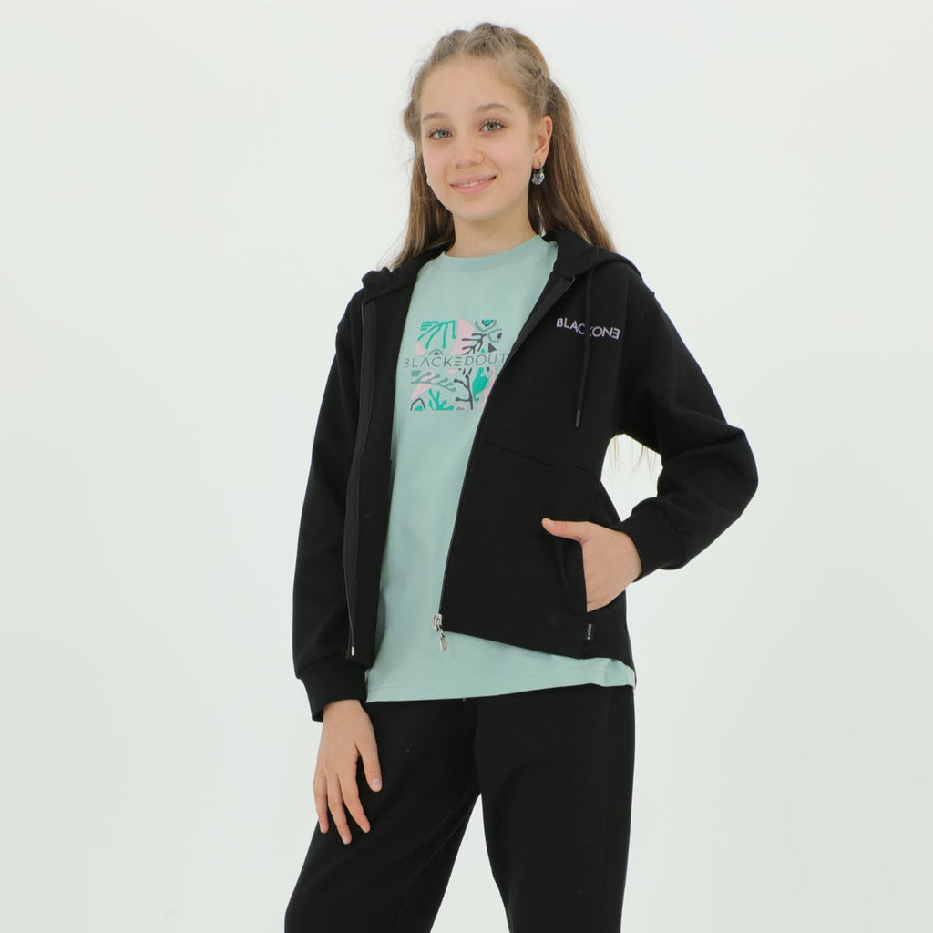Zip-Up Hoodie Girls Jogger Set-4