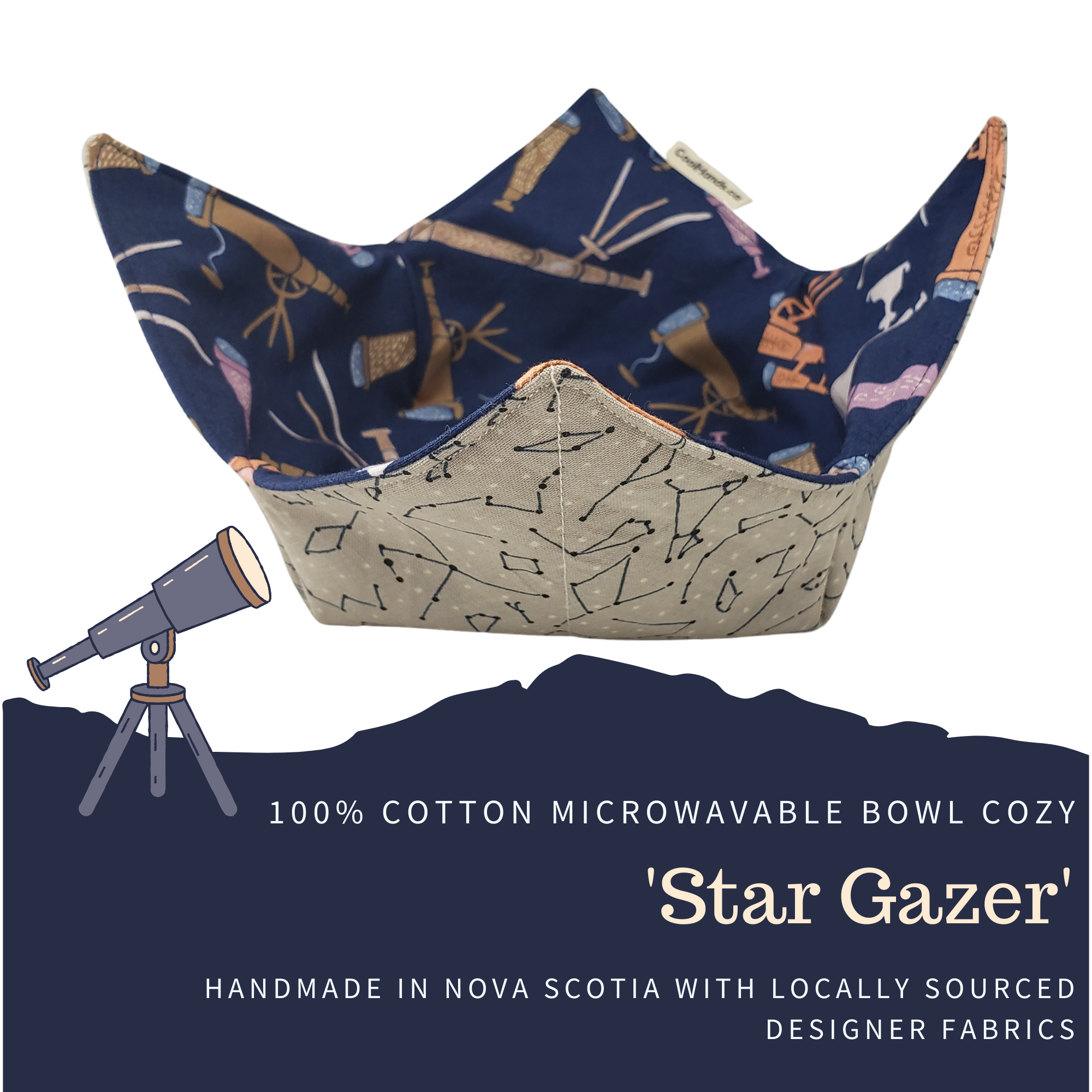 100% Cotton Microwavable Bowl Cozy - Star Gazer