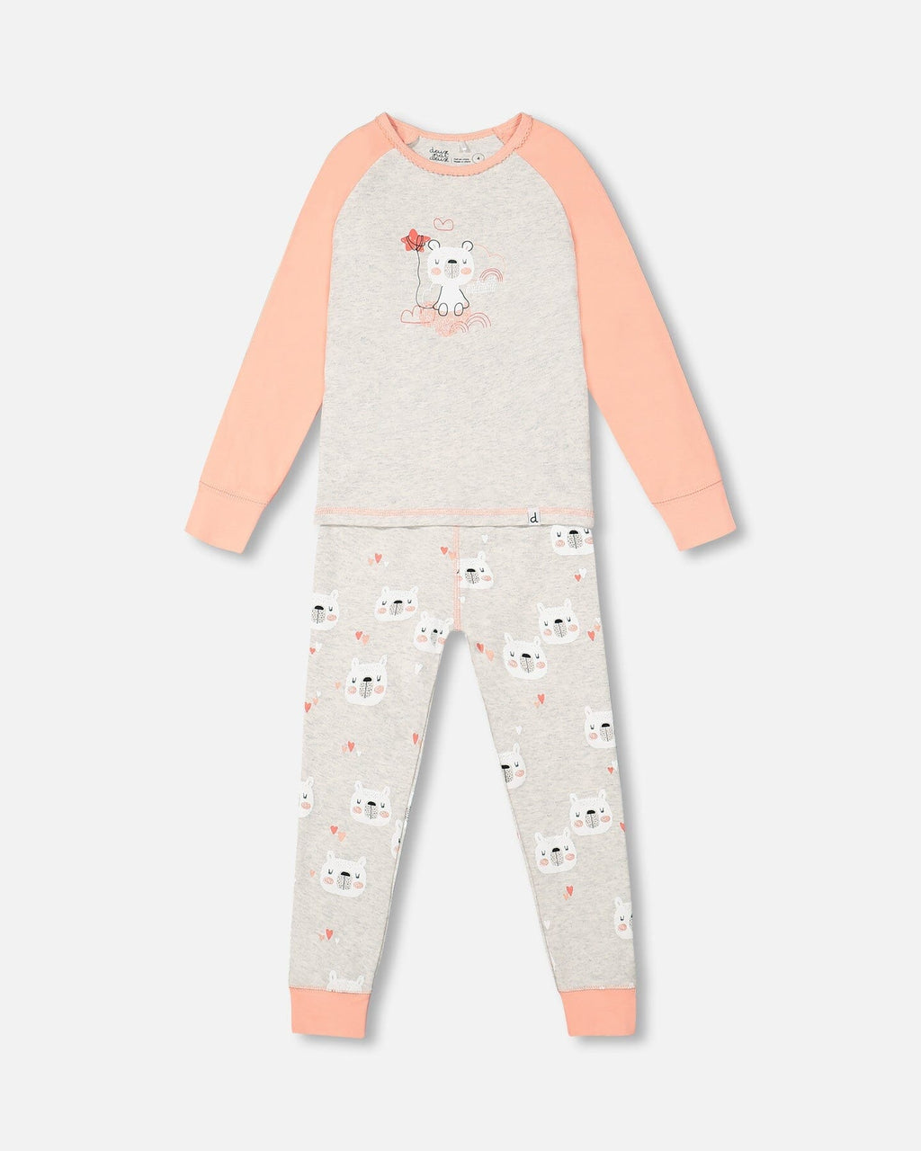 Organic Cotton Long Sleeve Printed Bears One Piece Pajama Oatmeal Mix