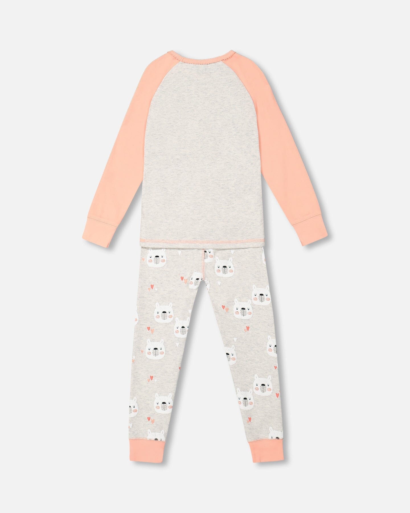 Organic Cotton Long Sleeve Printed Bears One Piece Pajama Oatmeal Mix