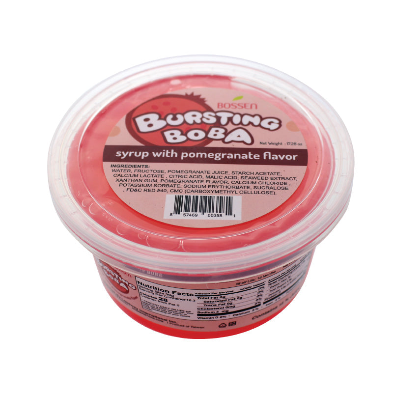 Pomegranate Bursting Boba® | Popping Boba | 490g Mini Tub | 6 Mini Tubs Per Case | 90 Cases Per Pallet