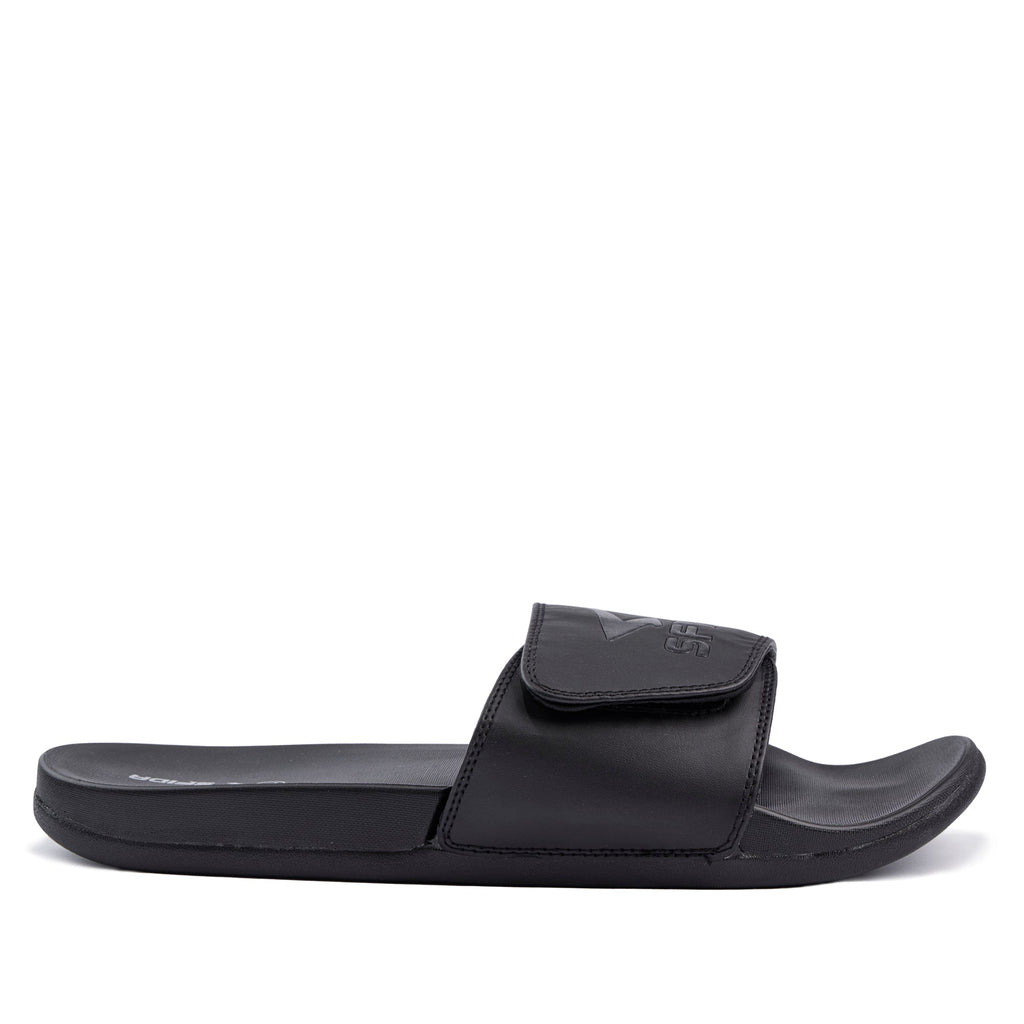 Laze Mens Adjustable V Strap Slides - BLACK