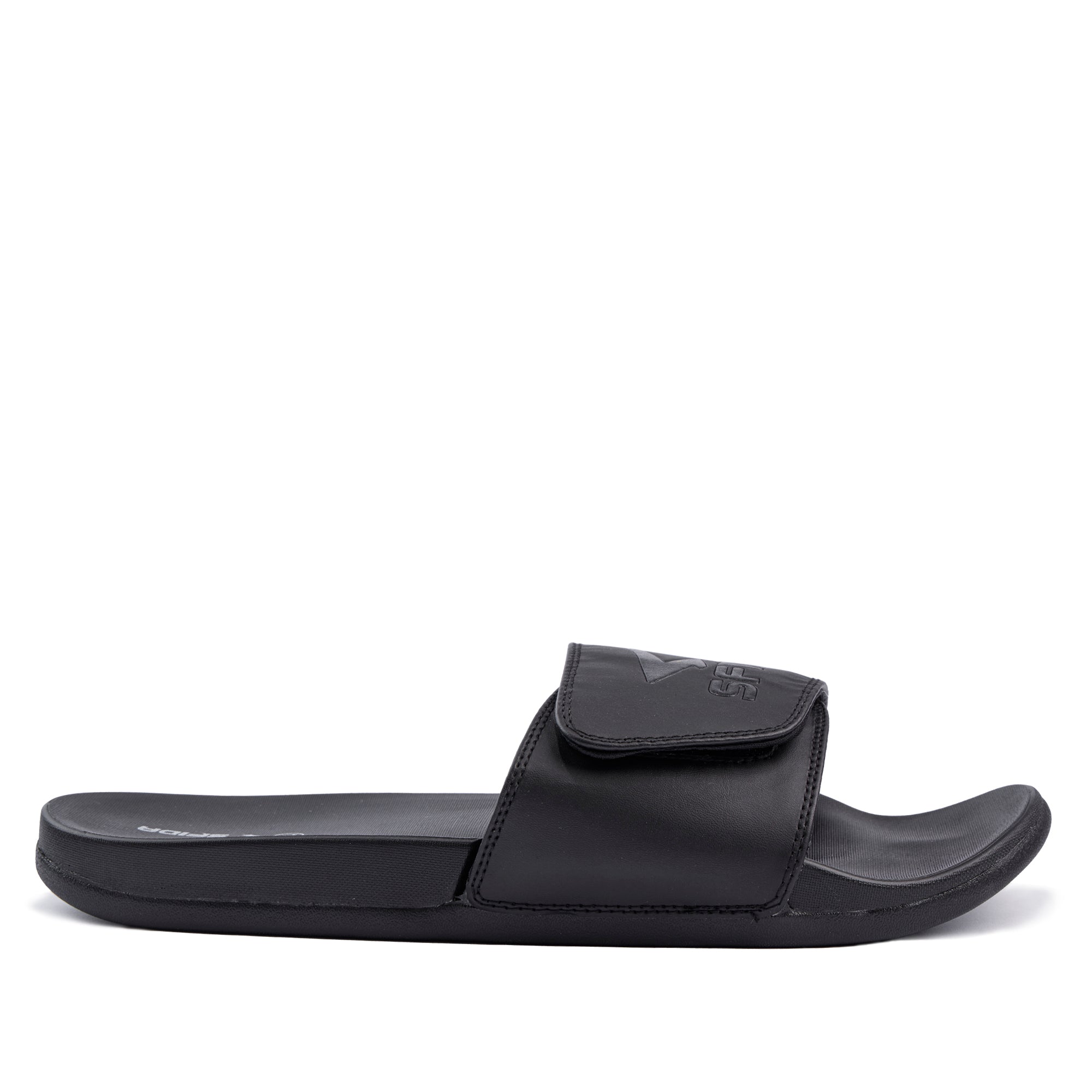 Laze Mens Adjustable V Strap Slides - BLACK