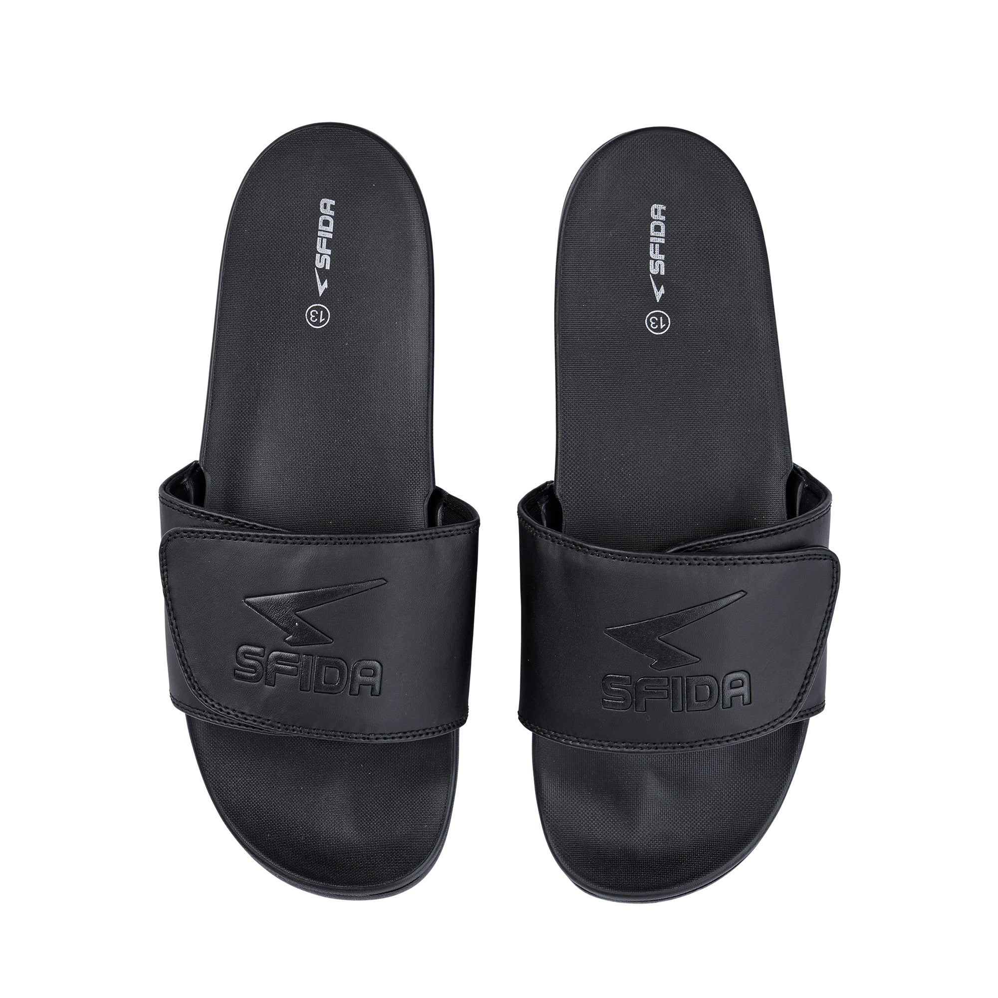 Laze Mens Adjustable V Strap Slides - BLACK