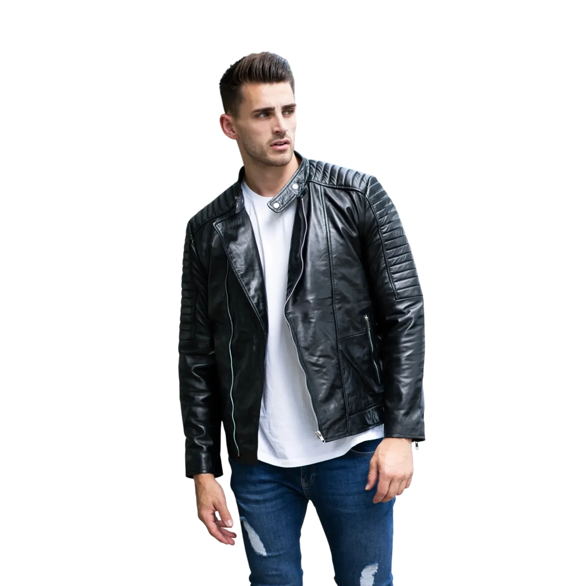 Men’s Black Fashion Leather Jacket-1
