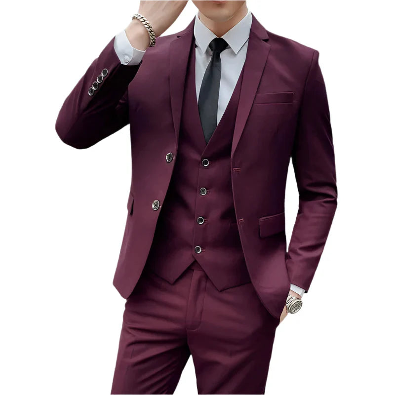 Mens Business Suit Set Blazer (Red)