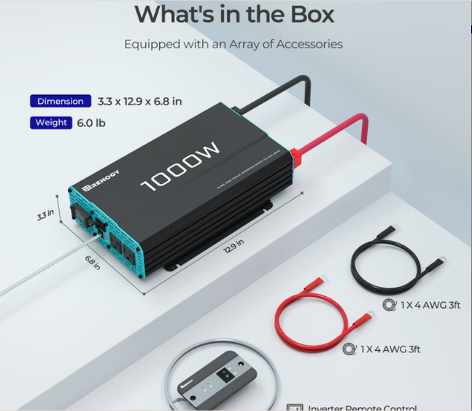 1000W 12V Pure Sine Wave Inverter (New Edition)