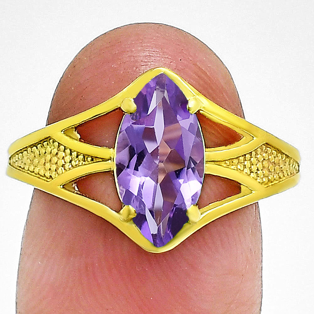 18K Gold Over Brass Marquise Shape Colorful Stone Ring Fashion Jewelry TGR1002 RM-1727