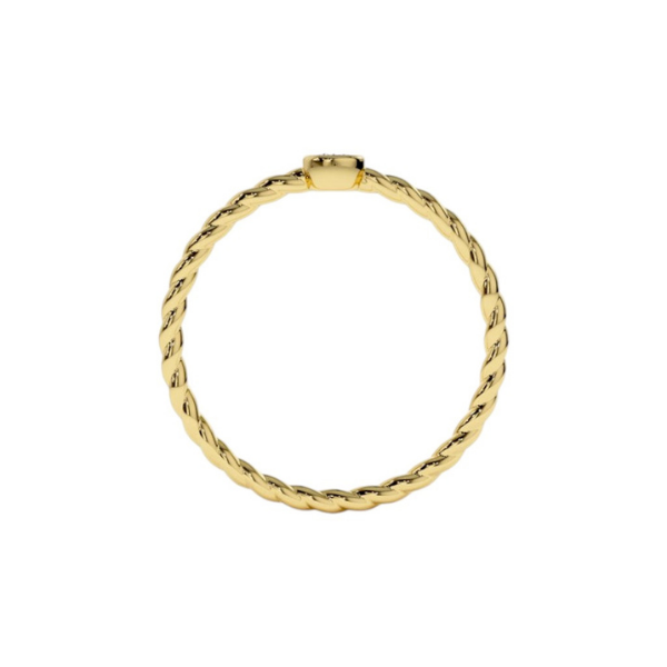 14K Solid Gold Diamond Twisted Bezel Setting Fashion Ring For Women