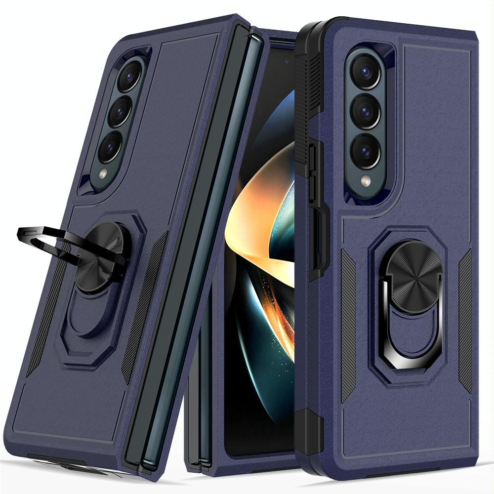 NNEDSZ Galaxy Z Fold 4 Tpu Shockproof Case With Ring - 2 In 1 Design - Dark Green