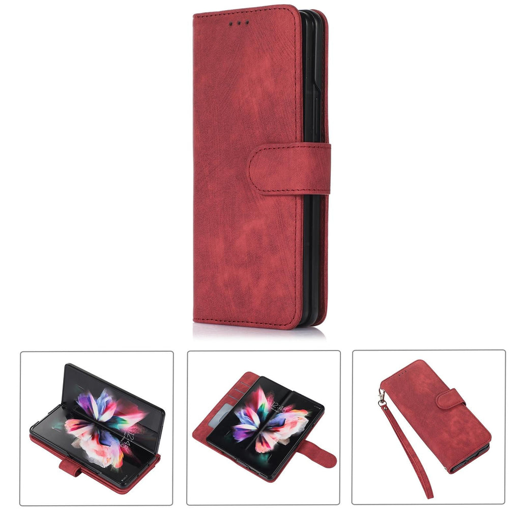 NNEDSZ Samsung Galaxy Z Fold 4 Leather Phone Case With Pen Slot - Horizontal Flip
