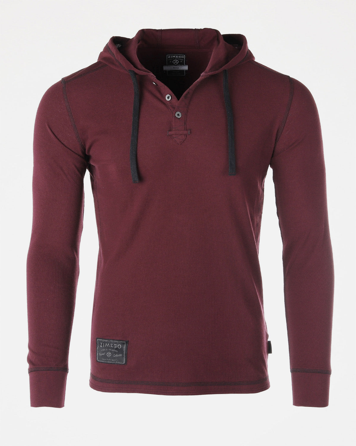 ZIMEGO Mens Vintage Thermal Long Sleeve Lightweight Fashion Hooded Henley