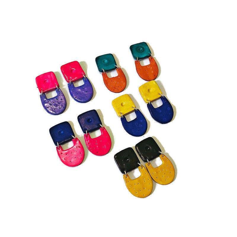 Black & Yellow Clip On Earrings for Non Pierced Ears- "Val"-2