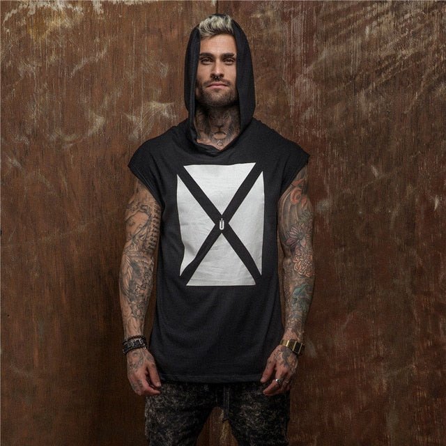 Bodybuilding Stringer Tank Top with hooded Mens Gyms Clothing Fitness Mens Sleeveless Vests Cotton Singlets Muscle Sports vest