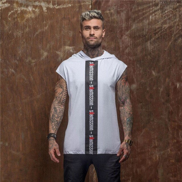 Bodybuilding Stringer Tank Top with hooded Mens Gyms Clothing Fitness Mens Sleeveless Vests Cotton Singlets Muscle Sports vest