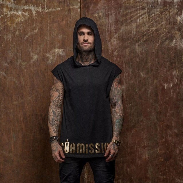 Bodybuilding Stringer Tank Top with hooded Mens Gyms Clothing Fitness Mens Sleeveless Vests Cotton Singlets Muscle Sports vest
