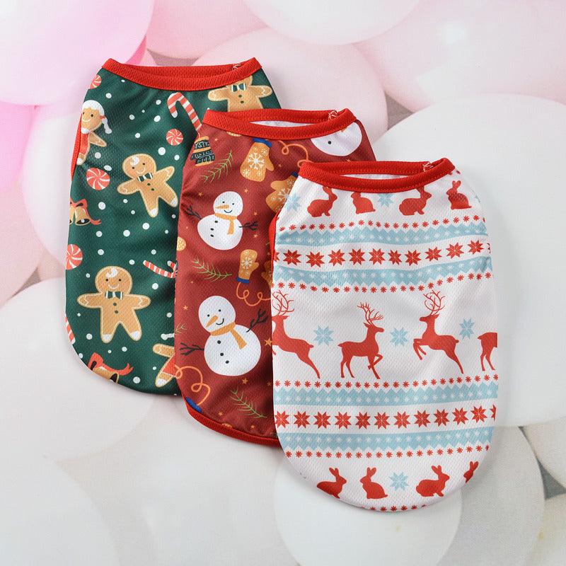 Festive Holiday Pet Vest - Christmas Cartoon Dog Clothes