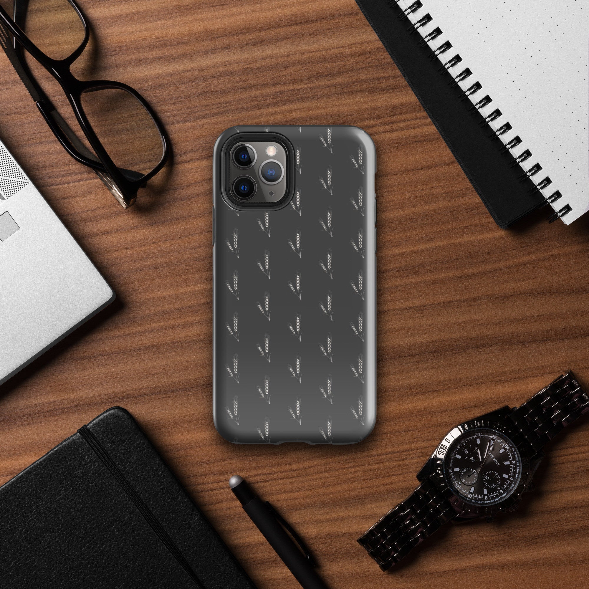 Grano Pattern Tough Case for iPhone® - Dark Grey-1