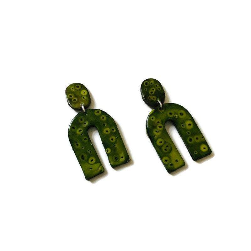 Green Statement Earrings- "Lucy"-1