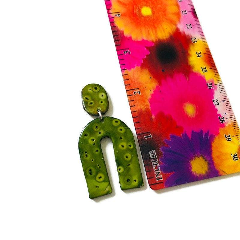 Green Statement Earrings- "Lucy"-3