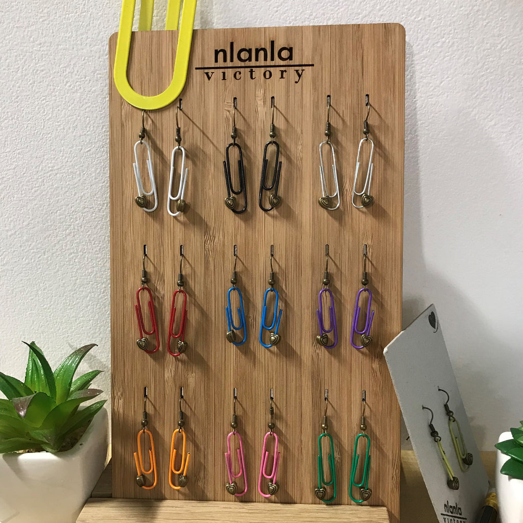 Black Personalised Paperclip Earrings | by lovedbynlanla