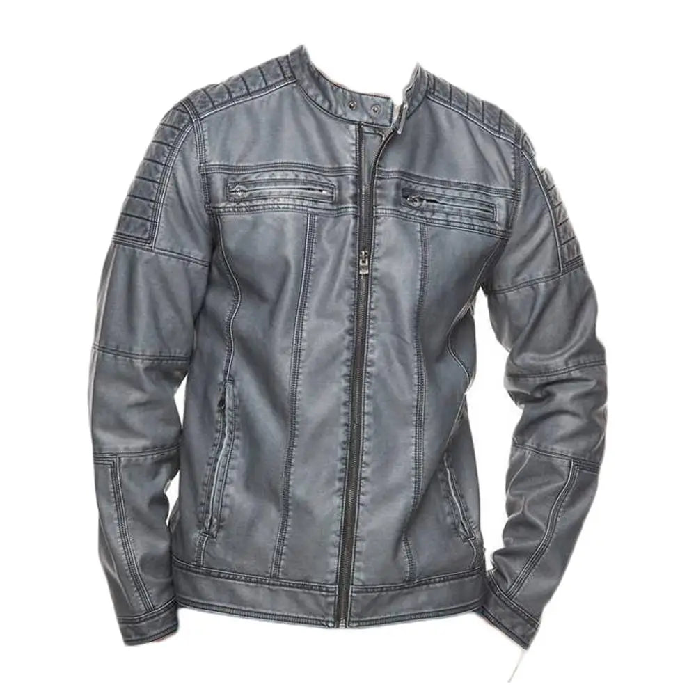 Mens Grey Waxed Fashion Jacket-0