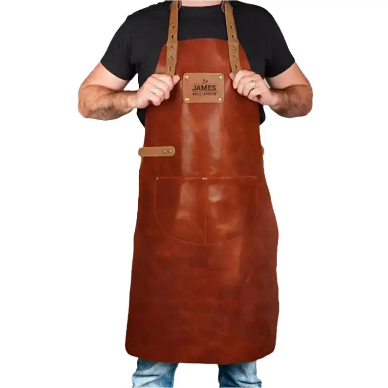 Mens Brown Leather Apron-0