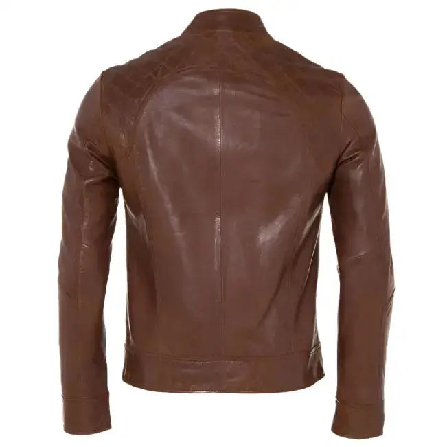 Mens Cognac Leather Fashion Jacket-2