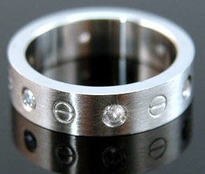 Mens CZ Created Studs Solid Stainless Steel Mens Ring MR021-0