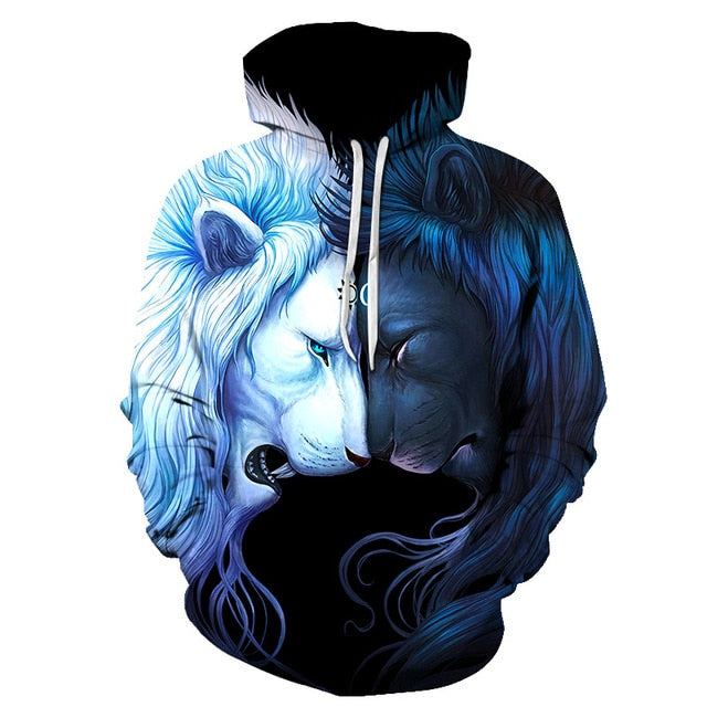 Novelty Flame Lion Hoodie Men's Animal Men's Clothing Flame Hoodie Sweatshirt Sweatshirt 3D Hoodie Sportswear Unisex clothing