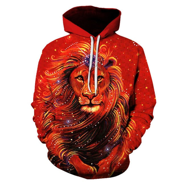 Novelty Flame Lion Hoodie Men's Animal Men's Clothing Flame Hoodie Sweatshirt Sweatshirt 3D Hoodie Sportswear Unisex clothing