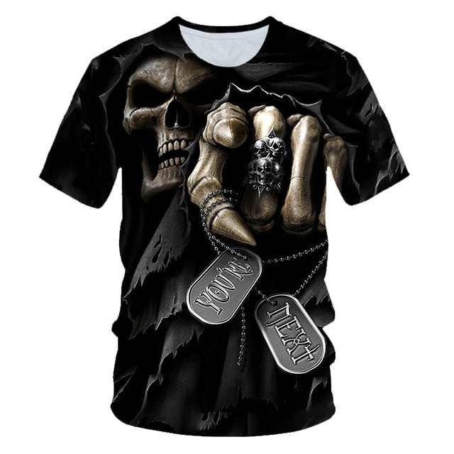 Skull Beauty Rock Cool 3D t shirts Mens Motorcycle Punk 3D Printed T shirt Men Clothes tshirt