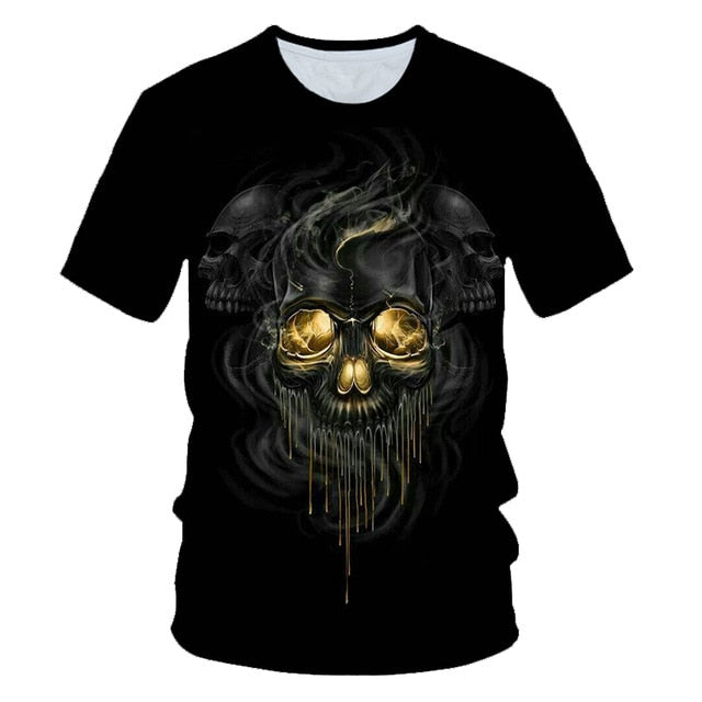 Skull Beauty Rock Cool 3D t shirts Mens Motorcycle Punk 3D Printed T shirt Men Clothes tshirt