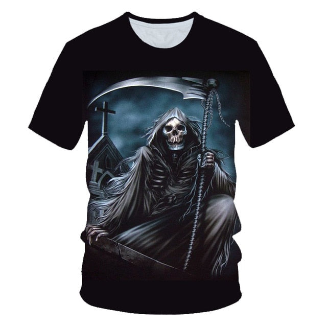 Skull Beauty Rock Cool 3D t shirts Mens Motorcycle Punk 3D Printed T shirt Men Clothes tshirt