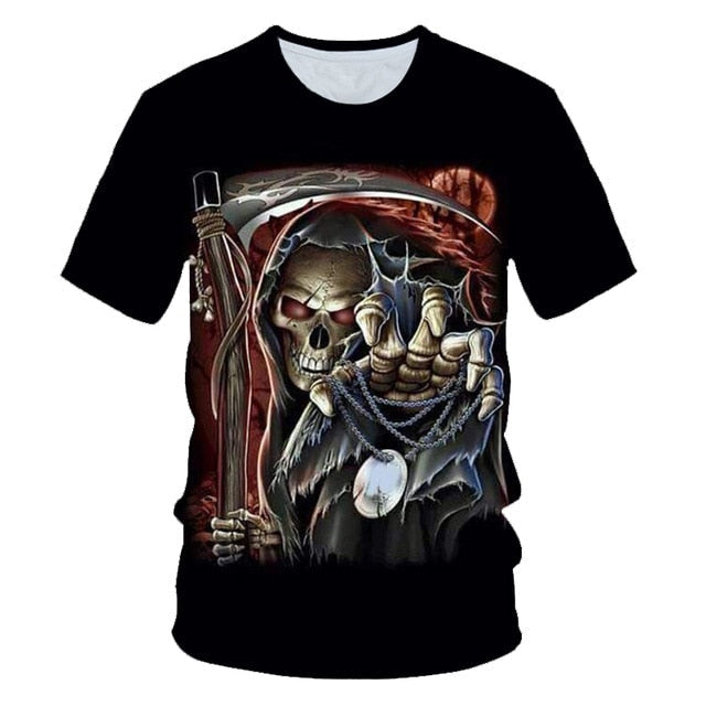 Skull Beauty Rock Cool 3D t shirts Mens Motorcycle Punk 3D Printed T shirt Men Clothes tshirt