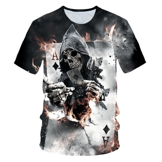 Skull Beauty Rock Cool 3D t shirts Mens Motorcycle Punk 3D Printed T shirt Men Clothes tshirt